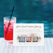 女子のビーチウィークエンド誕生日バチェロレッテ 招待状