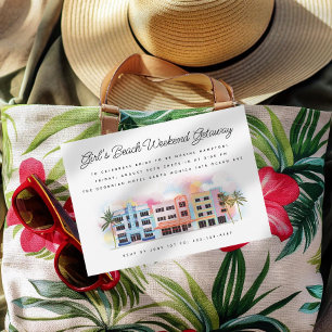 女子のビーチウィークエンド誕生日バチェロレッテ 招待状