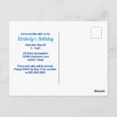 女子の体操の誕生日パーティー Let's Tumble ポストカード (裏面)