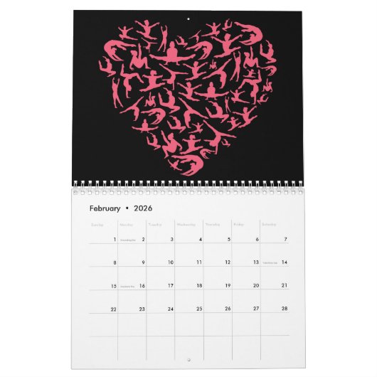 女子の体操やる気を起こさせる体操選手 カレンダー (2月 2026)