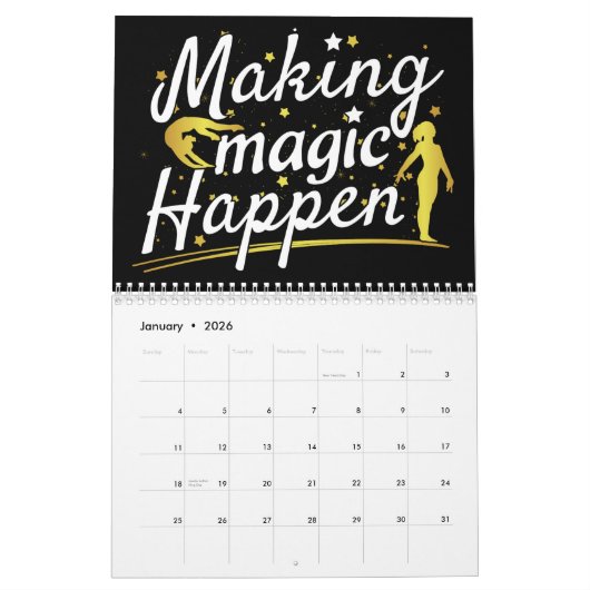 女子の体操やる気を起こさせる体操選手 カレンダー (1月 2026)