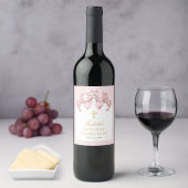 女子の初聖体拝領式 ピンクのアーチと花のリボン・ボウ ワインラベル