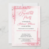 女子の別れのパーティーエレガントピンクフローラ 招待状 (正面)