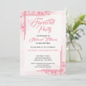 女子の別れのパーティーエレガントピンクフローラ 招待状 (スタンド正面)