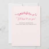 女子の別れのパーティーエレガントピンクフローラ 招待状 (裏面)