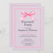 女子の別れのパーティーモダンピエレガントックボウ 招待状 (正面/裏面)