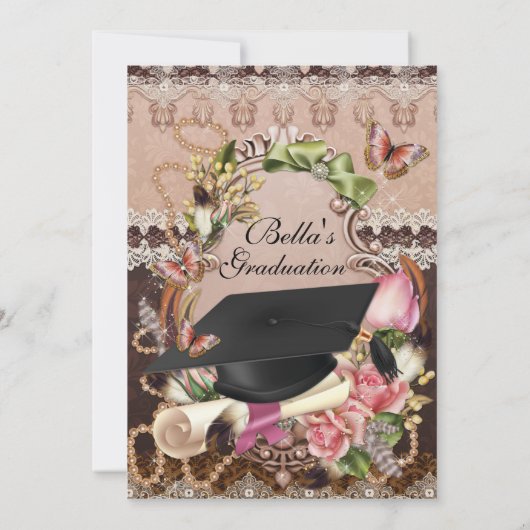 女子の卒業招待状 招待状 (裏面)