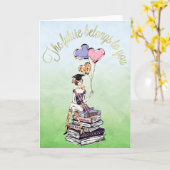 女子の卒業祝いのカード カード (黄色い花)