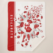 女子の名前は赤い白い競技用サッカーボールがスター シェルパブランケット (正面)