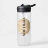 女子の名前ジャージー番号金ゴールドカスタムソフトボール ウォーターボトル (左面)