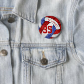 女子の名前レッドブルーバレーボールチームカラー 缶バッジ (インサイチュ)