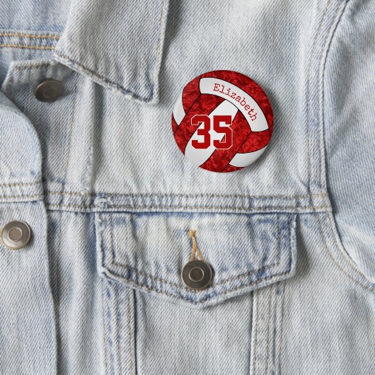 女子の名前レッドホワイトバレーボールのチームカラー 缶バッジ (インサイチュ)