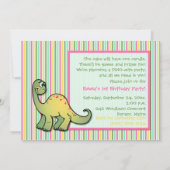 女子の恐竜の最初の誕生日パーティーの招待状 招待状 (裏面)