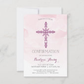 女子の確認招待状、クロス&ウォーターの色 招待状 (正面)