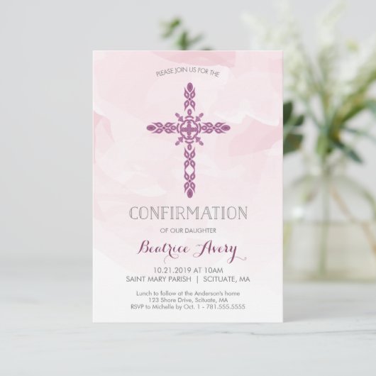 女子の確認招待状、クロス&ウォーターの色 招待状 (スタンド正面)