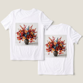 女子の秋のブーケ白トリブレンドTシャツ トライブレンドTシャツ