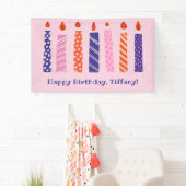 女子の第7誕生日7ピンク紫キャンドルパーティー 横断幕 (インサイチュ)