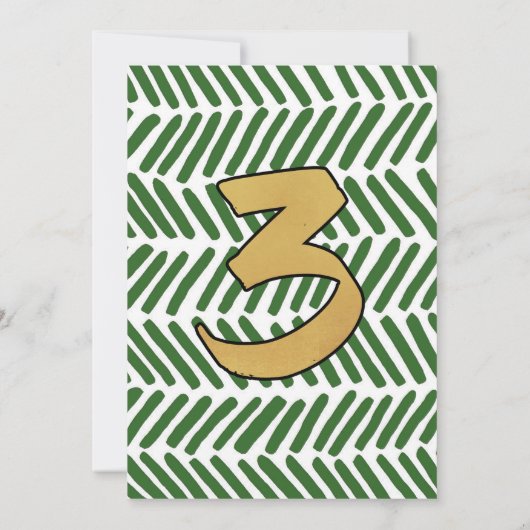 女子の若い野生と3つの恐竜の3番目の誕生日 招待状 (裏面)