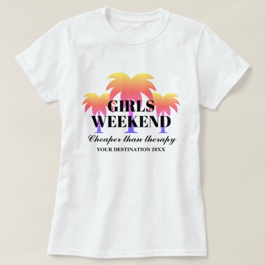 女子の週末の旅行トロピカルパームの木の休暇おもしろい Tシャツ (デザイン正面)