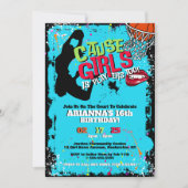 女子は選手もバスケットボール誕生日招待状 招待状 (正面)