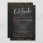 女子または男の子の赤ちゃんシャワー招待状結合ジョイント 招待状 (正面/裏面)