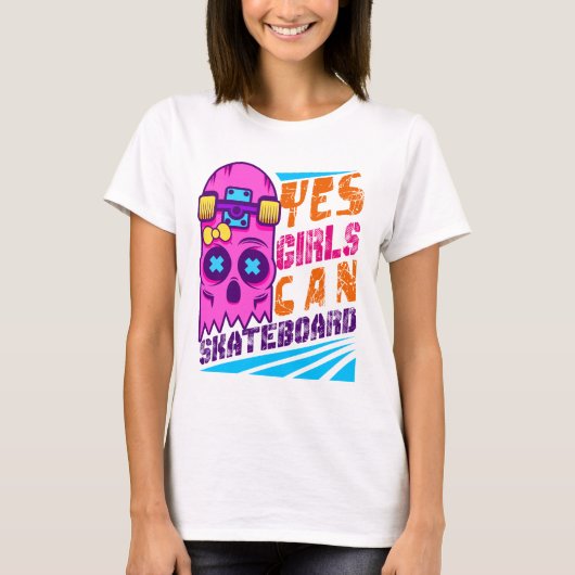 女子もスケボーできます スケートボード スケボー Tシャツ (正面)