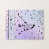 女子アイスホッケーカラフルスグラデーションスノーフレーク ジグソーパズル (横)