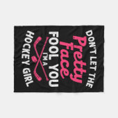 女子アイスホッケープレーヤーのためのガールホッケーギフト フリースブランケット (正面(横))