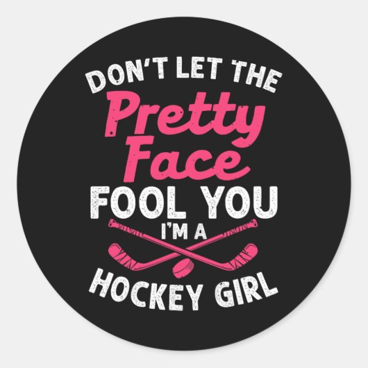 女子アイスホッケープレーヤーのためのガールホッケーギフト ラウンドシール (正面)