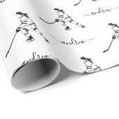 女子アイスホッケー チームプレーヤー 女の子らしい名前 ラッピングペーパー (ロールコーナー)