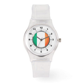 女子アイルランド国旗スポーティピンクシリコンウォッチ 腕時計