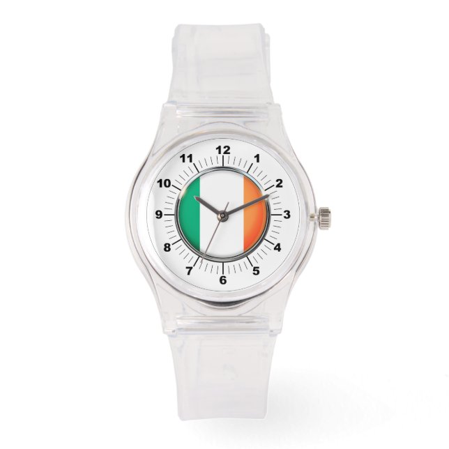 女子アイルランド国旗スポーティピンクシリコンウォッチ 腕時計 (正面)