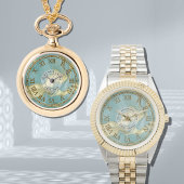 女子アクアマーブルローマンレーターペンダントウォッチ 腕時計