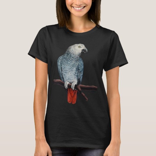 女子アフリカグレイTシャツParrot Art Tシャツ (正面)