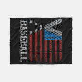 女子アメリカ国旗がこうもり野球プランを越えて フリースブランケット (正面(横))