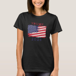 女子アメリカ国旗のトランプ2024Tシャツ Tシャツ