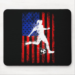 女子アメリカ国旗サッカートップス マウスパッド