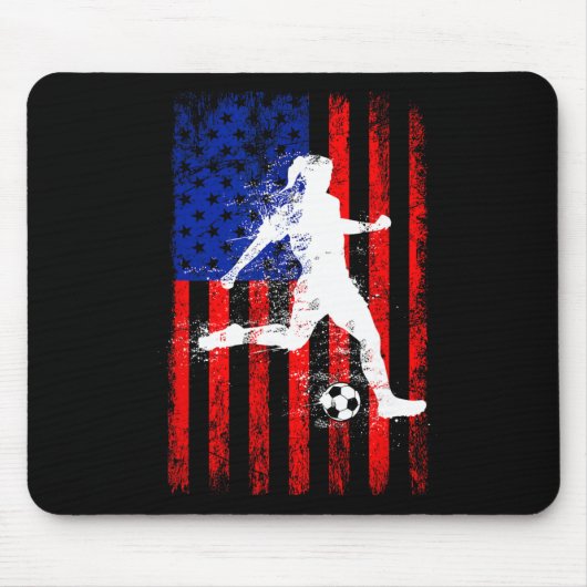 女子アメリカ国旗サッカートップス マウスパッド (正面)