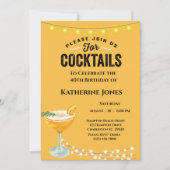 女子イエロー40歳バースデーカクテルパーティー 招待状 (正面)