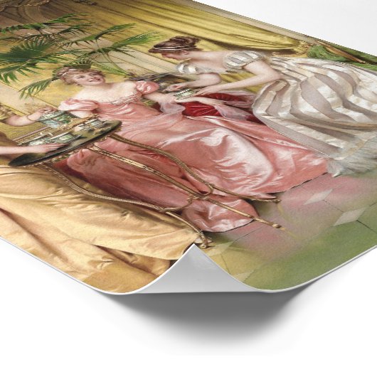 女子エレガントアフタヌーンティーヴィンテージウォールアート ポスター (角)