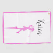 女子エレガントゴルファーのシルエット立てゴルフティー ゴルフタオル (横)