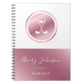 女子エレガントゴルファーバラ金ゴールドパーソナライズされた ノートブック (正面)