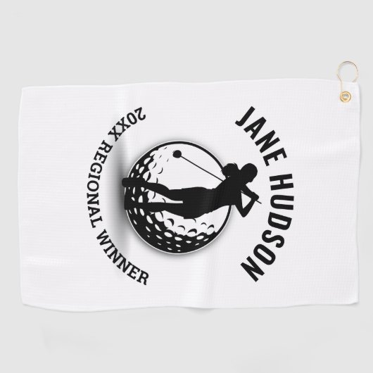 女子エレガントゴルファーモノグラムデザイン ゴルフタオル (横)