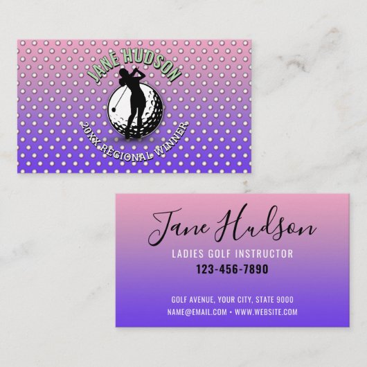 女子エレガントゴルファーモノグラムデザイン 名刺 (正面/裏面)