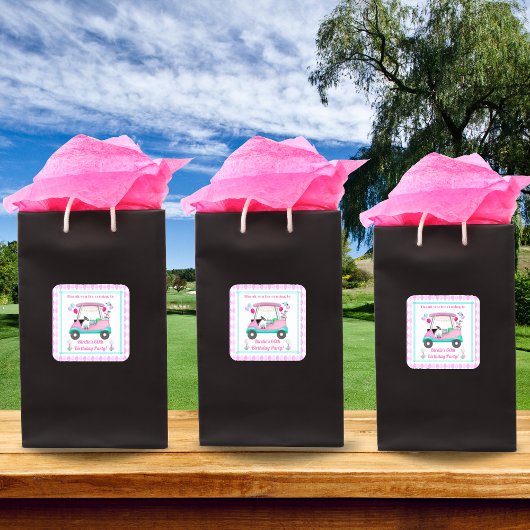 女子エレガントゴルフパーティーカートありがとう誕生日 スクエアシール