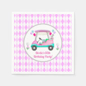 女子エレガントゴルフパーティーカート誕生日紙 スタンダードカクテルナプキン (正面)