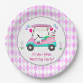 女子エレガントゴルフパーティーカート誕生日 ペーパープレート (正面)