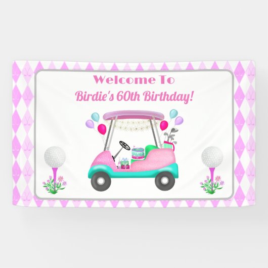女子エレガントゴルフパーティーカート誕生日 横断幕 (横)