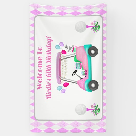 女子エレガントゴルフパーティーカート誕生日 横断幕 (縦)