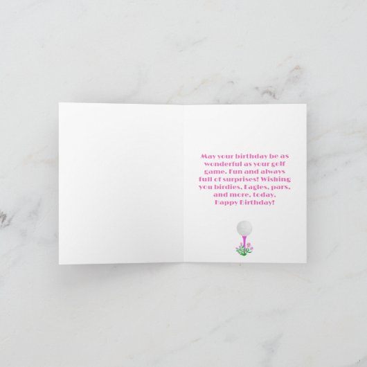女子エレガントゴルフパーティーカート38誕生日 カード (内部)